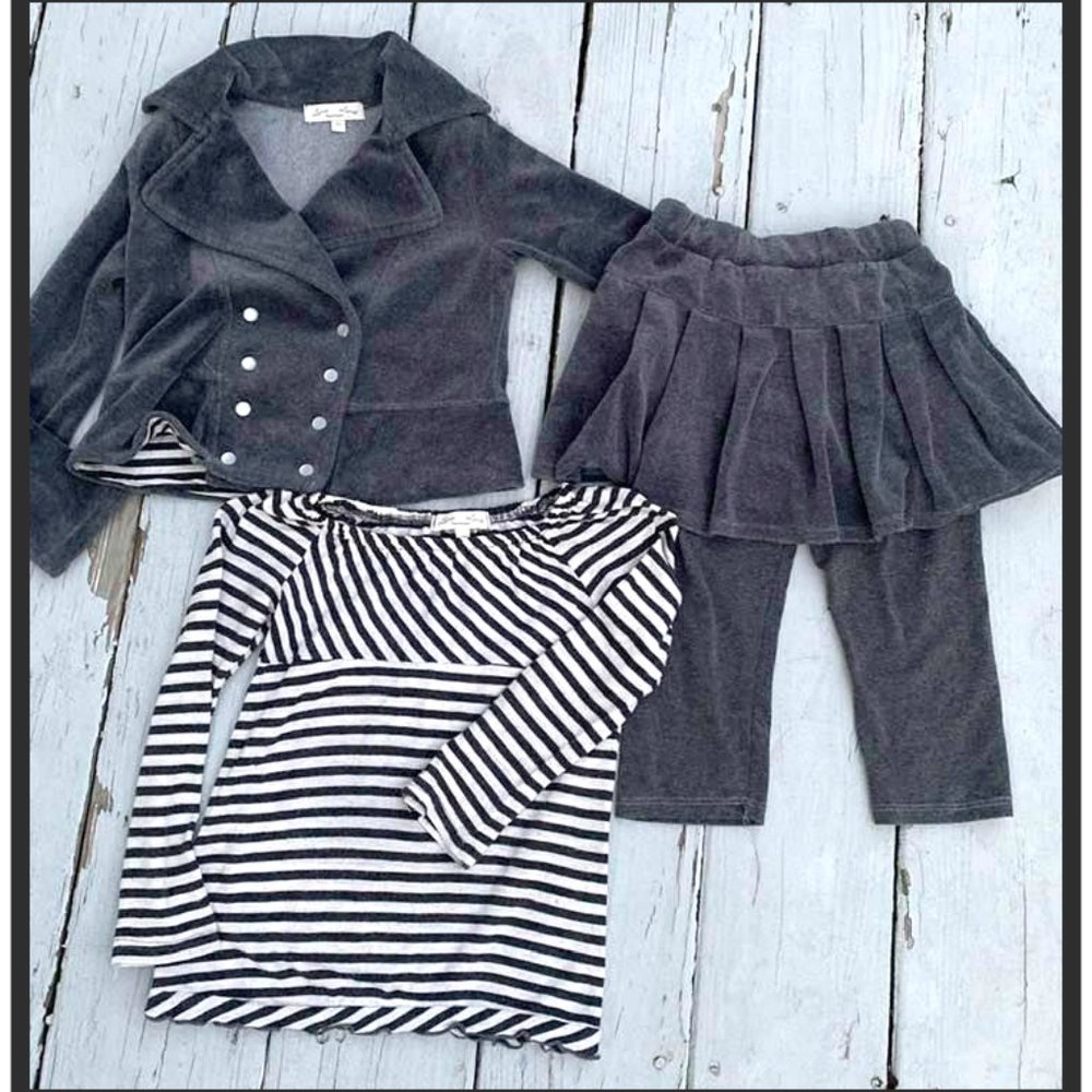 Girls Cozy Velour 3pc skirt jacket and top set Luna Luna Copenhagen $$$